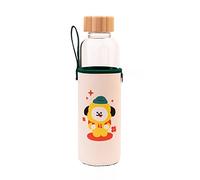 Grupo Erik - Bouteille en Verre BT21 Chimmy - Capacité 50 cl, Avec Bouchon en Bambou et Protection, Inclut un Étui en Néoprène avec Dragonne, Gourde en verre