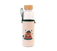 Grupo Erik - Bouteille en Verre BT21 Shooky - Capacité 50 cl, Avec Bouchon en Bambou et Protection, Inclut un Étui en Néoprène avec Dragonne, Gourde en verre