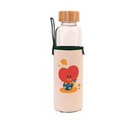 Grupo Erik - Bouteille en Verre BT21 Tata - Capacité 50 cl | Avec Bouchon en Bambou et Protection | Inclut un Étui en Néoprène avec Dragonne | Gourde en verre