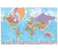 Grupo Erik - Carte Monde Physique Politique - Espagnol - Papier Glacé - 91x61cm GPE5044