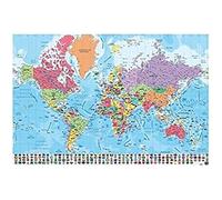 Grupo Erik - Carte Monde physique politique portugais - Papier Glacé - 91x61cm