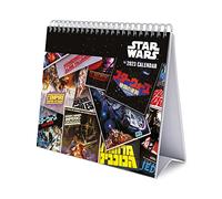 Grupo Erik CS23007 - Calendrier de Bureau 2023 Star Wars 12 Mois - 20 x 18 cm, Mensuel en Français, Janvier à Décembre Sous Licence Officielle, Certifié FSC, avec Support Rigide