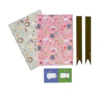 Grupo Erik: Ensemble de cartes cadeaux Harry Potter | Kit d'emballage cadeau, 2 feuilles 50 x 70 cm + ruban et autocollant personnalisés, emballage cadeau personnalisé, carte cadeau enfant ou fille