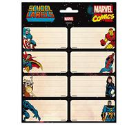 Grupo Erik Editores - Pack de 16 Étiquettes Autocollantes de 8 x 4 cm, Marvel Avengers, Étiquettes Scolaires, Étiquettes de Noël, Étiquettes pour Cahiers et Pochettes ELE0266