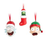 Grupo Erik - Lot de 3 Décorations Noël Rick et Morty | Boules de Noël Originales en Résine, Décorations Sapin de Noël