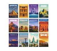 Grupo Erik Merveilles du monde 24 cartes postales | Livre de cartes postales | Cartes postales de voyage | 10,5 x 14,7 cm | 12 images - 2 de chaque | Cadeaux de voyage