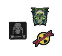 Grupo Erik - Set de patchs thermocollants Megadeth | Set de 3 patchs adhésifs pour tissus, patchs personnalisés Megadeth, patchs de groupes metal, patchs de musique, gadgets Megadeth