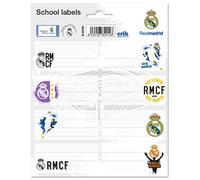 Grupo Erik - Pack de 16 Étiquettes Autocollantes de 8 x 4 cm, Real Madrid | Étiquettes Scolaires, Étiquettes de Noël, Étiquettes pour Cahiers et Pochettes