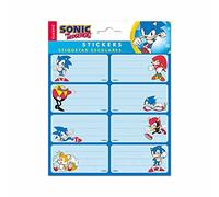 Grupo Erik - Pack de 16 Étiquettes Autocollantes de 8 x 4 cm, Sonic The Hedgehog, Étiquettes Scolaires, Étiquettes de Noël, Étiquettes pour Cahiers et Pochettes ELE0282