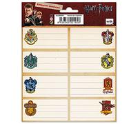 Grupo Erik - Pack de 16 Étiquettes Autocollantes Harry Potter Maisons de Poudlard | 8 x 4 cm | Scolaires, de Noël, pour Cahiers et Pochettes