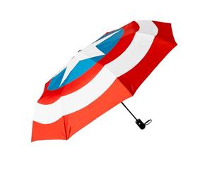 Grupo Erik | Parapluie Pliant Captain America | Ouverture Auto | Parapluie pliable 8 baleines | Ouverture automatique | Diamètre 98 cm | 30 cm plié | Housse assortie