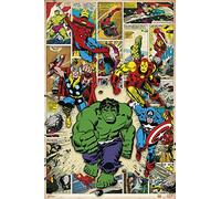 Grupo Erik - Poster Marvel Comic Here Come The Heroes - Deco Maison, Decoration Murale, Affiche Décorative