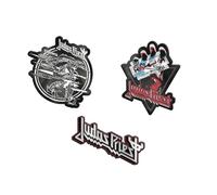 Grupo Erik - Set de patchs thermocollants Judas Priest | Set de 3 patchs adhésifs pour tissus, patchs personnalisés Judas Priest, patchs de groupes metal, patchs de musique, gadgets