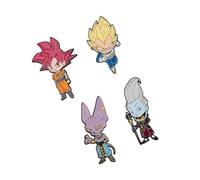 GRUPO ERIK | Set de 4 Pins Dragon Ball Super - Saga Battle of Gods | Badges Émaillés en Alliage de Zinc | Produit sous Licence Officielle