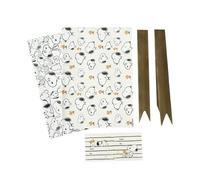 Grupo Erik - Set Papier Cadeau Snoopy - 2 Feuilles 50x70cm, 2 Étiquettes, 2 Noeuds - Papier 70g/m²