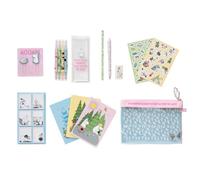 Grupo Erik - Set de Papeterie Moomin | Inclut: 1 Stylo Bille, 1 Crayon de Papier, 4 Surligneurs, 2 Trombones, 3 Carnets A6, des Stickers | Papeterie Kawaii