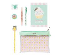 Grupo Erik - Set De Papeterie Pusheen Foodie Collection | Inclut : 1 Stylo Gel, 1 Surligneur, 1 Crayon De Papier, 1 Carnet A5, 1 Taille-Crayon, 8 Trombones, Trousse | Fournitures Scolaires Kawaii