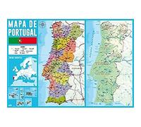 Grupo Erik - Sous-Main Bureau Carte du Portugal Reliefs et Politique, Sous-Main Bureau Enfant, Protège Bureau Enfant 34 x 49cm TSEPT013