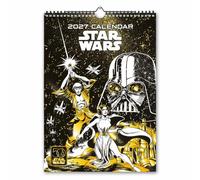 Grupo Erik Star Wars 50e Anniversaire Calendrier 2027 Mural Grande A3 | 29,7x42cm, Planificateur Mensuel, 12 Illustrations sous Enveloppe de Protection, En Anglais