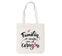 Grupo Erik - Tote Bag Blanc Familia - Customizarte | Tote Bag Coton 37 x 39 cm | Sac Fourre-Tout Reutilisable, Sac de Courses, Sac en Tissu, Tote Bag Plage, Sac Cabas