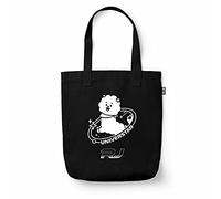 Grupo Erik - Tote Bag Noir BT21 RJ, Tote Bag Coton Recyclé 37 x 39 cm, Sac Fourre-Tout Reutilisable, Sac de Courses, Sac en Tissu, Tote Bag Plage, Sac Cabas Taille Unique