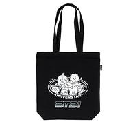 Grupo Erik - Tote Bag Noir BT21 | Tote Bag Coton Recyclé 37 x 39 cm | Sac Fourre-Tout Reutilisable, Sac de Courses, Sac en Tissu, Tote Bag Plage, Sac Cabas