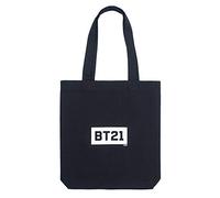 Grupo Erik - Tote Bag Noir BT21 | Tote Bag Coton Bio 37 x 39 cm | Sac Fourre-Tout Reutilisable, Sac de Courses, Sac en Tissu, Tote Bag Plage, Sac Cabas