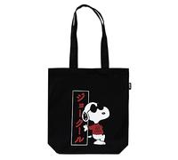 Grupo Erik - Tote Bag Noir Snoopy - Tote Bag Coton Recyclé 37 x 39 cm - Sac Fourre-Tout Reutilisable, Sac de Courses, Sac en Tissu, Tote Bag Plage, Sac Cabas