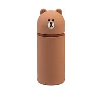 Grupo Erik - Trousse 3D Line Friends Brown| Trousse Extensible en Silicone pour Collège ou Lycée, Fournitures Scolaires, Matériel Scolaire