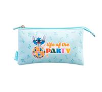 Grupo Erik Trousse scolaire 3 compartiments Stitch Waves - Trousse triple : 3 fermetures éclair pour filles et garçons | Matériel scolaire pour la rentrée scolaire