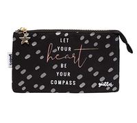 Grupo Erik - Trousse Triple Compartiment Glitter Laisse Ton Coeur Te Guider - 20x10x2cm