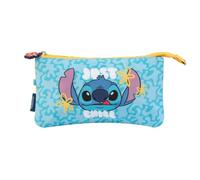 Erik Trousse à crayons Tropical Stitch 3 compartiments Polyester durable Disney Turquoise