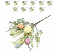 Gruppo Maruccia - Brins de Pâques avec feuilles et oeufs - Fleurs artificielles pour compositions, décorations et guirlandes DIY - 10 pièces