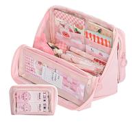 Grurun Grande trousse à crayons de grande capacité - Esthétique - Pour stylos, cosmétiques, stylos, papeterie, bureau, maison, voyage - Rose