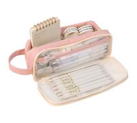 Grurun Grande trousse à crayons de grande capacité - Grande trousse à crayons - Organiseur simple - Esthétique - Papeterie - Rose