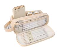 Grurun Grande trousse à crayons de grande capacité - Grande trousse à crayons - Organiseur simple - Esthétique - Trousse de maquillage (blanc)