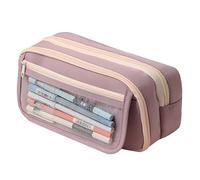 Grurun Grande trousse à crayons esthétique de grande capacité pour stylos, cosmétiques, stylos, papeterie, bureau, maison, voyage (violet clair)