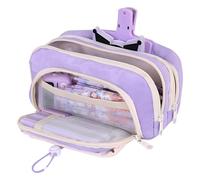 Grurun Grande trousse à crayons esthétique de grande capacité pour stylos, cosmétiques, stylos, papeterie, bureau, maison, voyage (violet)