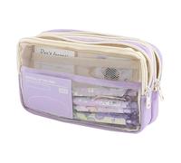 Grurun Grande trousse à crayons esthétique de grande capacité pour stylos, cosmétiques, stylos, papeterie, bureau, maison, voyage (violet)