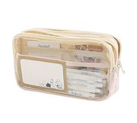 Grurun Grande trousse à crayons esthétique de grande capacité pour stylos, cosmétiques, stylos, papeterie, bureau, maison, voyage (beige)