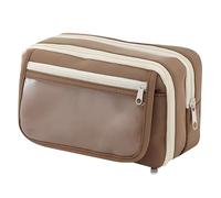 Grurun Grande trousse à crayons esthétique de grande capacité pour stylos, cosmétiques, stylos, papeterie, bureau, maison, voyage (marron)