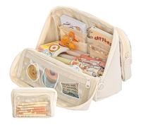 Grurun Grande trousse à crayons esthétique de grande capacité pour stylos, cosmétiques, stylos, papeterie, bureau, maison, voyage (beige)