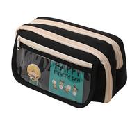 Grurun Grande trousse à crayons, grande capacité, esthétique, trousse de maquillage, trousse de papeterie, organiseur simple, sac de rangement pour bureau, maison, voyage (noir)