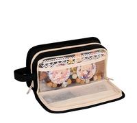 Grurun Grande trousse à crayons, grande capacité, esthétique, trousse de maquillage, trousse de papeterie, simple pour le bureau, la maison, le voyage, Noir , Trousse à crayons de couleur unie