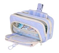 Grurun Grande trousse à crayons, grande capacité, esthétique, trousse de maquillage, trousse de papeterie, organiseur simple, sac de rangement pour bureau, maison, voyage (bleu)