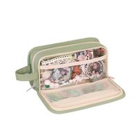 Grurun Grande trousse à crayons, grande capacité, esthétique, trousse de maquillage, trousse de papeterie, simple pour le bureau, la maison, le voyage, Vert, Trousse à crayons de couleur unie mignonne