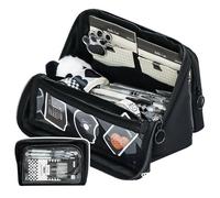 Grurun Grande trousse à crayons, grande capacité, esthétique, trousse de maquillage, trousse de papeterie, organiseur simple, sac de rangement pour bureau, maison, voyage (noir)