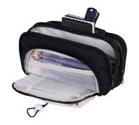 Grurun Grande trousse à crayons, grande capacité, esthétique, trousse de maquillage, trousse de papeterie, organiseur simple, sac de rangement pour bureau, maison, voyage (noir)