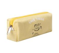 Grurun Trousse à crayons de couleur unie - Jolie trousse esthétique pour étudiante - Pour femmes et filles - Trousse de maquillage (jaune tigre)