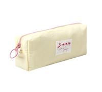 Grurun Trousse à crayons de couleur unie - Jolie trousse esthétique pour étudiants - Pour femmes et filles - Trousse de maquillage (jaune pur)